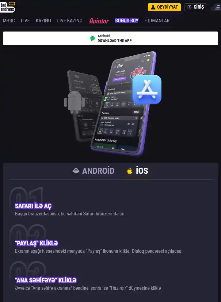 iOS Üçün Betandreas Yükləmə Yolu